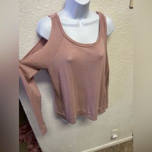 Hippie rose brand light pink sweater with cutout on shoulders